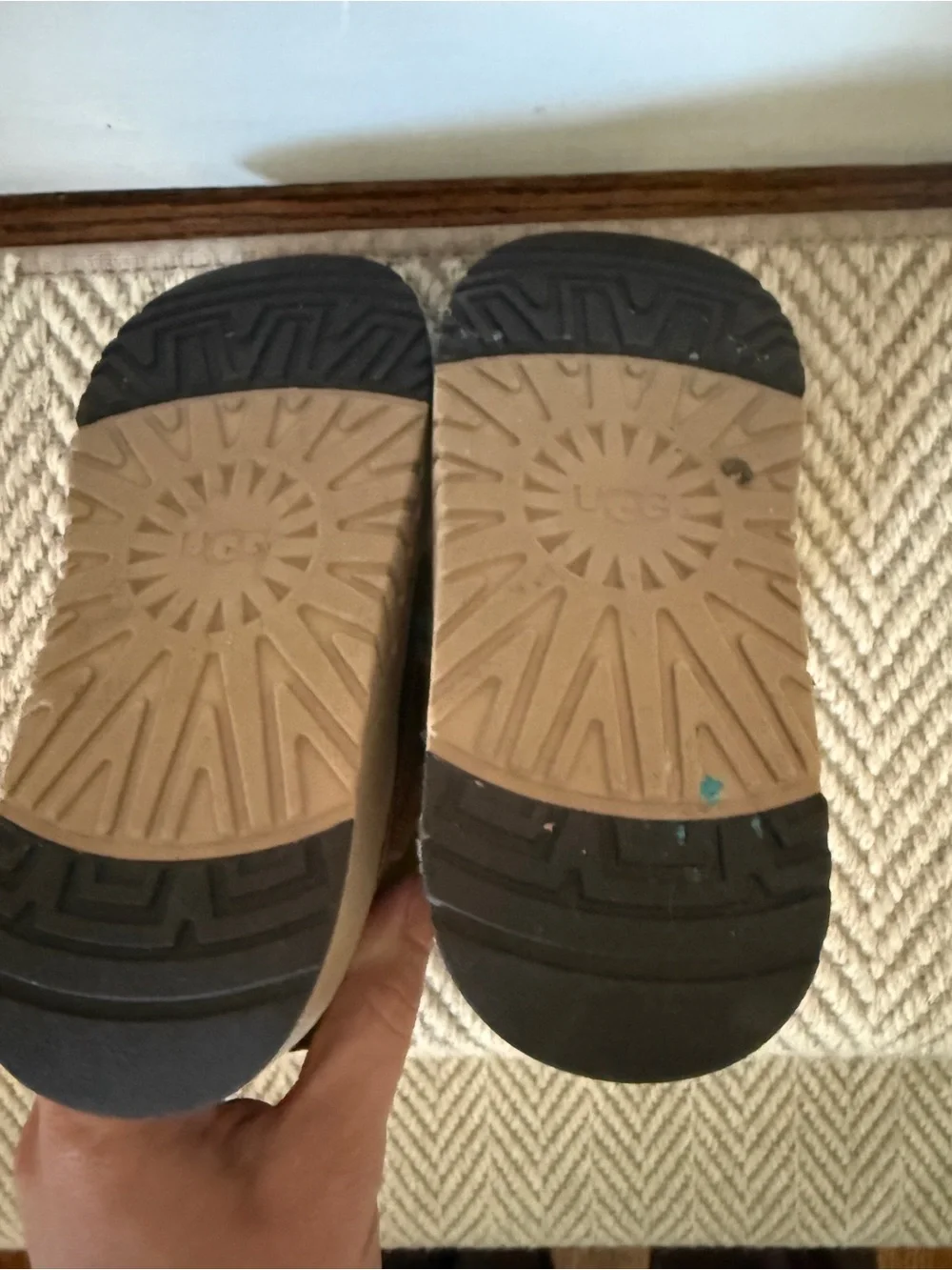 UGG Kids Tan Suede Velcro Strap Boots